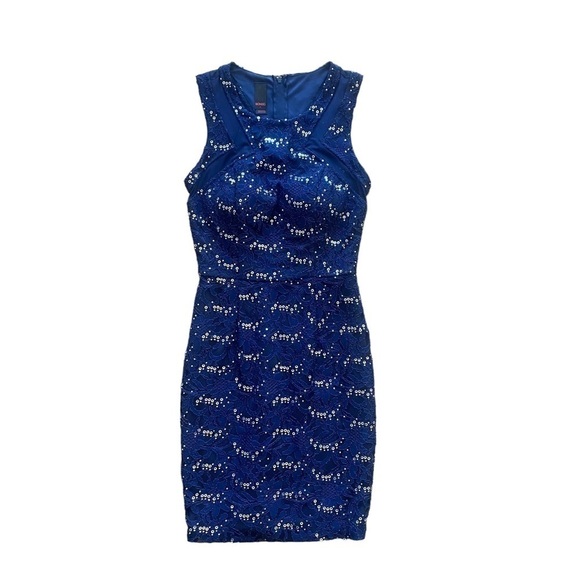 Navy Sequins Bodycon mid length dress - Picture 1 of 9